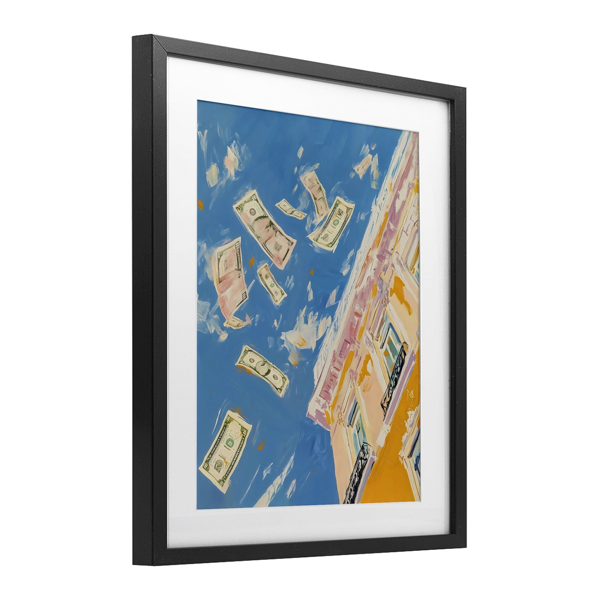 Stupell Industries Money Rain Drifting Past Windows Black Framed Print Under Glass, design by The Prints Vibe