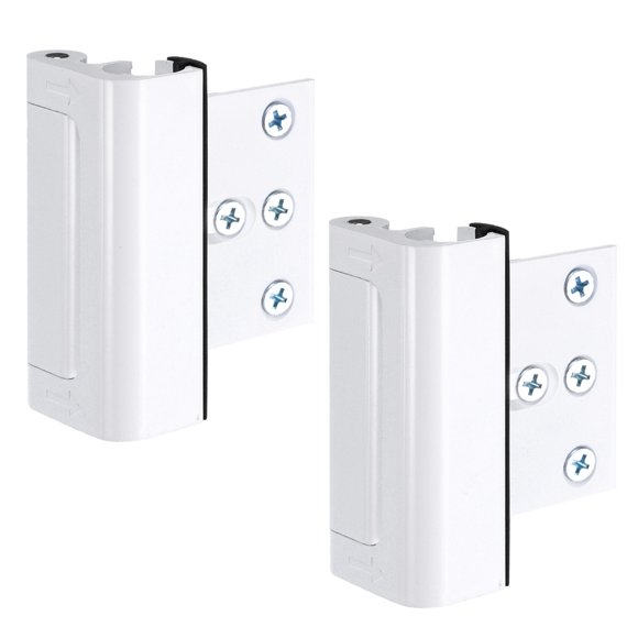 Unique Bargains 2 Set Home Security Door Lock, Door Reinforcement Lock Withstand 800lbs, for Inward Swinging Door Latch, White