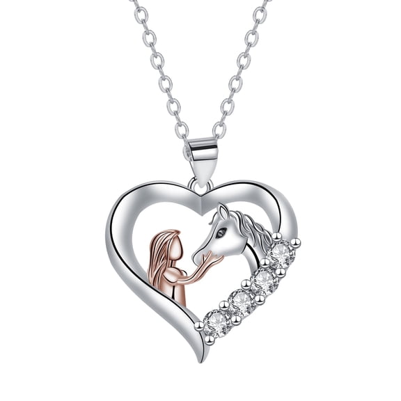 Rynsito Horse Pendant Necklace Jewelry 925 Sterling Silver Women Horse Gift for Women Cowgirl