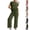 Army Green, variant on CHUMUD Two Piece Set for Women Cap Sleeve Tops Matching Wide Leg Pants Trousers Summer Casual Going Out