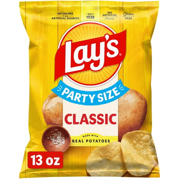 Lay's Classic Potato Chips, Party Size, 13 oz Bag
