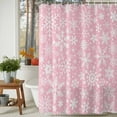thumbnail image 3 of Shower Curtain 48"W x 72"L Winter Abstract Snowflake Pink Texture Fabric Shower Curtains Set with Hooks Water Repellent Bathroom Curtains Machine Washable Bathroom Accessories, 3 of 9