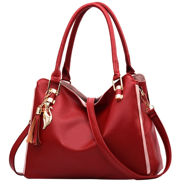 Bolso de mano de piel sintética de gran capacidad, bolso de mano con múltiples bolsillos y bandolera.