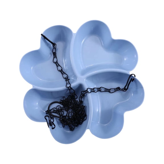 Hanging Wild Bird Feeder and Waterer 4 Compartment Heart Shaped Outdoor Bird Feeder for Garden and Patio Seed Water Combo Station Durable Metal(Blue)