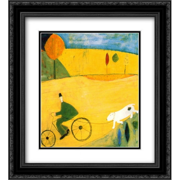 Walking the Dog 2x Matted 20x24 Black Ornate Framed Art Print by Annora Spence