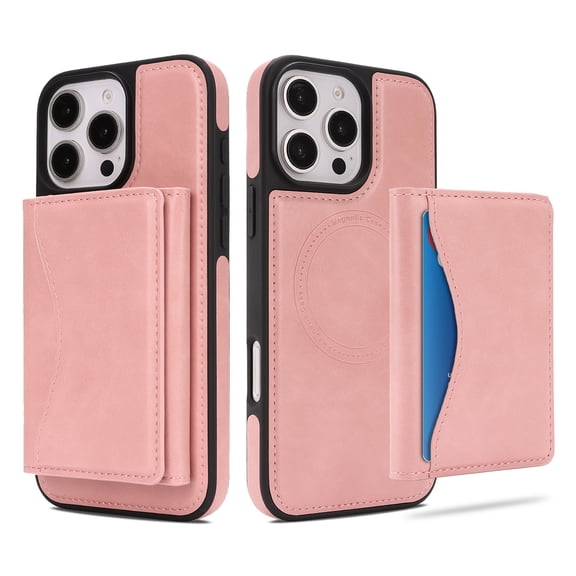 Case for iPhone 13 Pro Max Wallet Case with Detachable Folio Card Holder [RFID Blocking], Kickstand, Magnetic Back Case Compatible with Mag-Safe, Protective Cover for iPhone 13 Pro Max, Pink