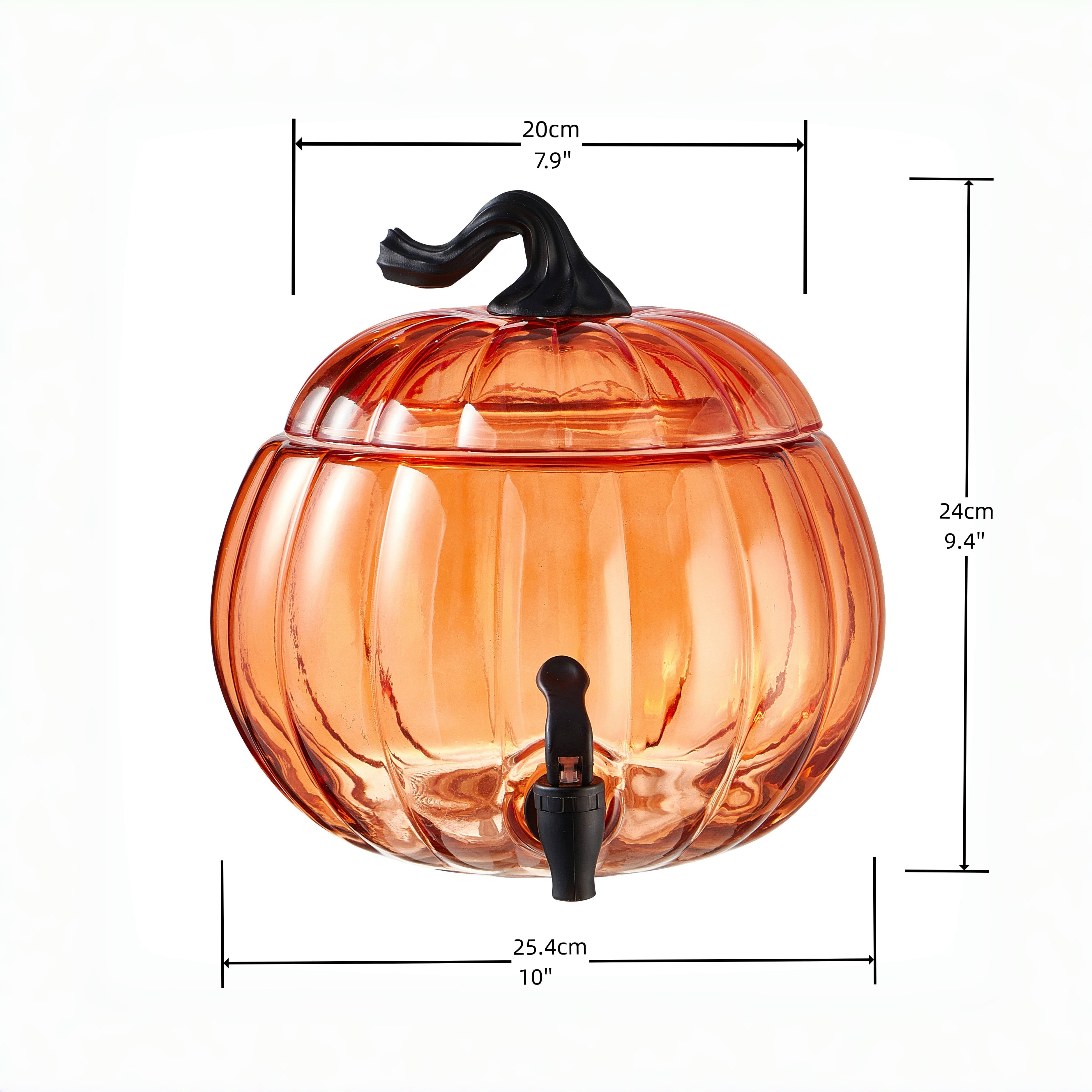 (2 pack) Way To Celebrate 1.5 Gal Orange Pumpkin Glass Beverage Dispenser