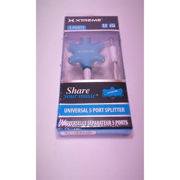 5 port splitter--- for headphones--- color blue--- 3.5mm--5 port headphone connector
