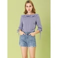 thumbnail image 2 of INSPIRE CHIC Women's Ruffled Neck Half Sleeve Sheer Summer Polka Dots Blouse Tops, 2 of 6