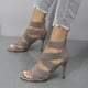 thumbnail image 2 of Amzcrzy Zapatos de mujer,Zapatos de mujer,Zapatillas de mujer, Venta al por mayor de sandalias de tacón alto estilo europeo de gran tamaño para mujer, tacones finos, tiras elásticas, cremallera trase, 2 of 6