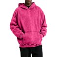 thumbnail image 2 of Havenx Distressed Washed Hoodies Pullover for Men Long Sleeve Hoodie with Pockets Hooded Pullover Tops Fall Winter Fashion Loose Basic Comfy Casual Streetwear,Hot Pink M, 2 of 6
