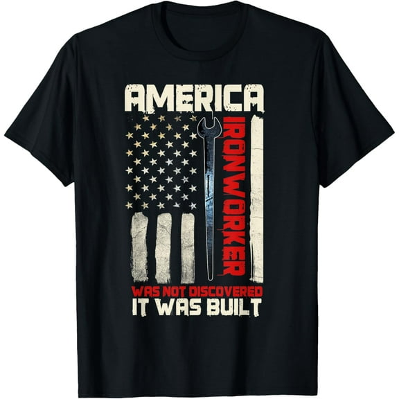 Ironworker Rodbuster Patriot American Flag Metal Worker T-Shirt