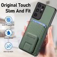 thumbnail image 5 of Allytech Card Holder Back Cover Case for Samsung Galaxy S21 Ultra, PU Leather TPU Hybrid Kickstand Anti-Scratch Shockproof Slim Vintage Phone Case for Galaxy S21 Ultra, Green, 5 of 8