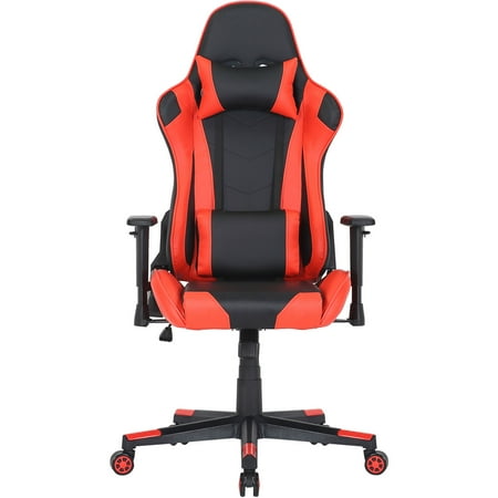 UPC: 0840148708174 | Hanover Commando Black & Red Ergonomic Racer Gaming Chair | Height Adjustable Gas Lift | Tilt Recline | High Quality Padding | HGC0116