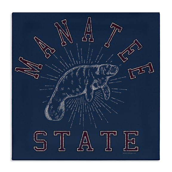 Stupell Industries Vintage Manatee State Animals Painting Wrapped Canvas Art Print Wall Art, 17 x 17