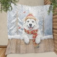 thumbnail image 3 of Playful Great Pyrenees Welcomes Winter Snowy Day with Cardinal Bird Quilt Blanket Pyr Dog Lover Cozy Comforter Throw Blanket - 12017, 3 of 5