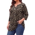 thumbnail image 3 of WellSize Plus Size Womens Tunic Tops 3/4 Sleeve Casual Fall Blouses V Neck Floral Shirts Tunics to Wear with Leggings, 3 of 7