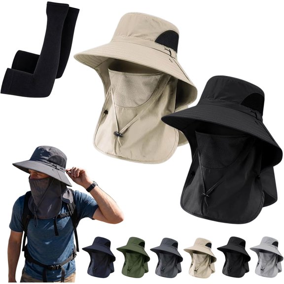 2026 UV Protection Outdoor Fisherman's Hat, Sun Armor Wear Hat, UPF 50 Bucket Fishing Hat with Neck & Face Flap Cover