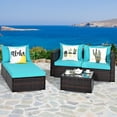 thumbnail image 3 of Costway Ensemble de Mobilier de Patio 5 Pcs Sectionnel Ensemble de Conversation avec Table à Café Bleu, 3 of 10