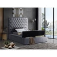 thumbnail image 4 of Meridian Furniture Bliss Solid Wood Tufted Velvet Twin Bed in Gray, 4 of 8