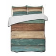 thumbnail image 2 of Quilts King Size, Teal Turquoise Wooden Soft Comforter Bedding Set for Bed, Rustic Retro Farmhouse Western Country Lightweight Quilted Bedspread with Pillow Cover(2 Pieces), 96x106 Inch, 2 of 6