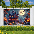 thumbnail image 6 of Haunted House Halloween Theme Spooky Decoration Jack-O-Lantern Design Bat Decoration Creepy Background for Halloween Party Kids Event Festive Decoration, 6 of 9