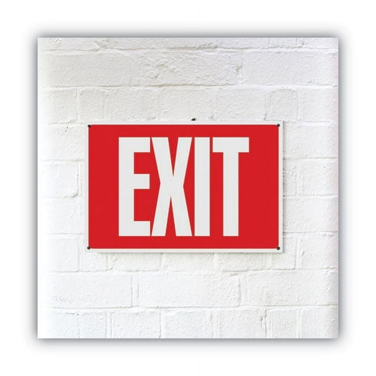 Glow-in-the-Dark Safety Sign, Exit, 12 x 8, Red Glow-in-the-Dark Safety Sign, Exit, 12 x 8, Red