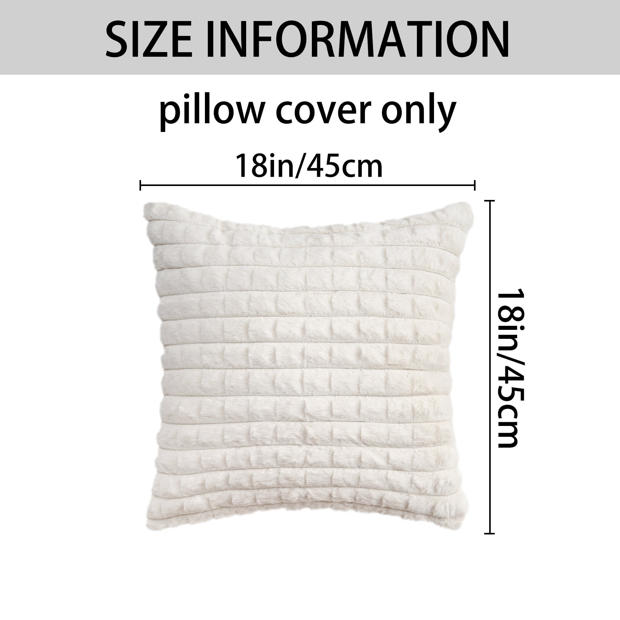Unique Bargains Throw Pillow Covers Set of 2 for Living Room Decor White 18" x 18"