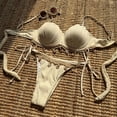 thumbnail image 4 of Delconic Women Two Piece Swimsuit Pleated Bikini Set with Adjustable Straps and Decorative Tassel Trim for Beachwear Swimwear, 4 of 9