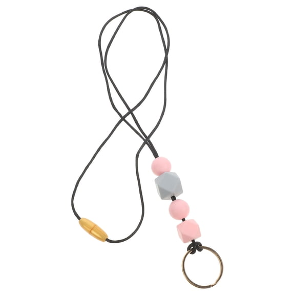 Raindrops Wood Beads Lanyard for ID Cards and Keys Grey Color Wood Material Multifunction Phone Strap Decorative Key Lanyard