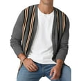 thumbnail image 3 of Iceglad Men's Vintage Striped Long Sleeve Button Down Cardigan Sweater with V Neck Knitted Sweaters, 3 of 11