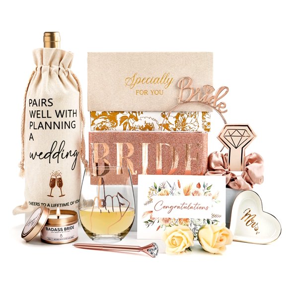 NOVITAR Engagement Gifts For Women- Bride To Be Newly Engaged Her, Bridal Shower Gifts, Fiancée Future Mrs Box Set, Wedding Basket, Party Idea 12 Piece Set