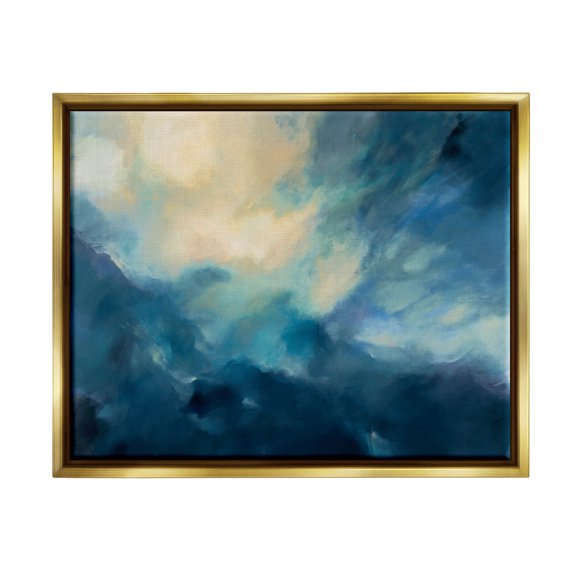 Stupell Industries Abstract Night Sky Scene Graphic Art Metallic Gold Floating Framed Canvas Print Wall Art, Design by Dina D'Argo