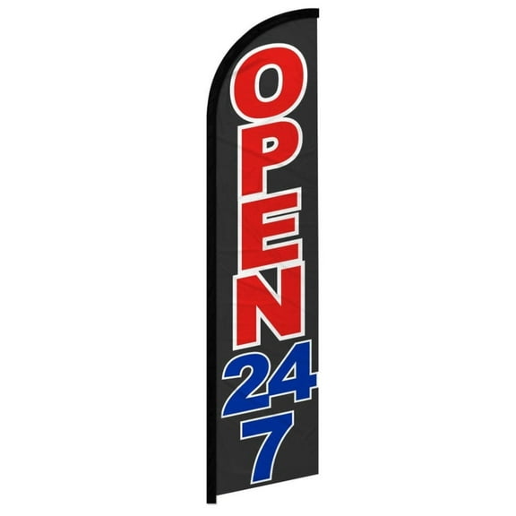 Open 24/7 Windless Banner Flag