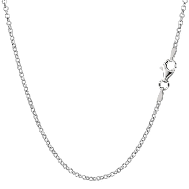 Sterling Silver Rhodium Plated Rolo Chain Necklace, 1.4mm, 18"