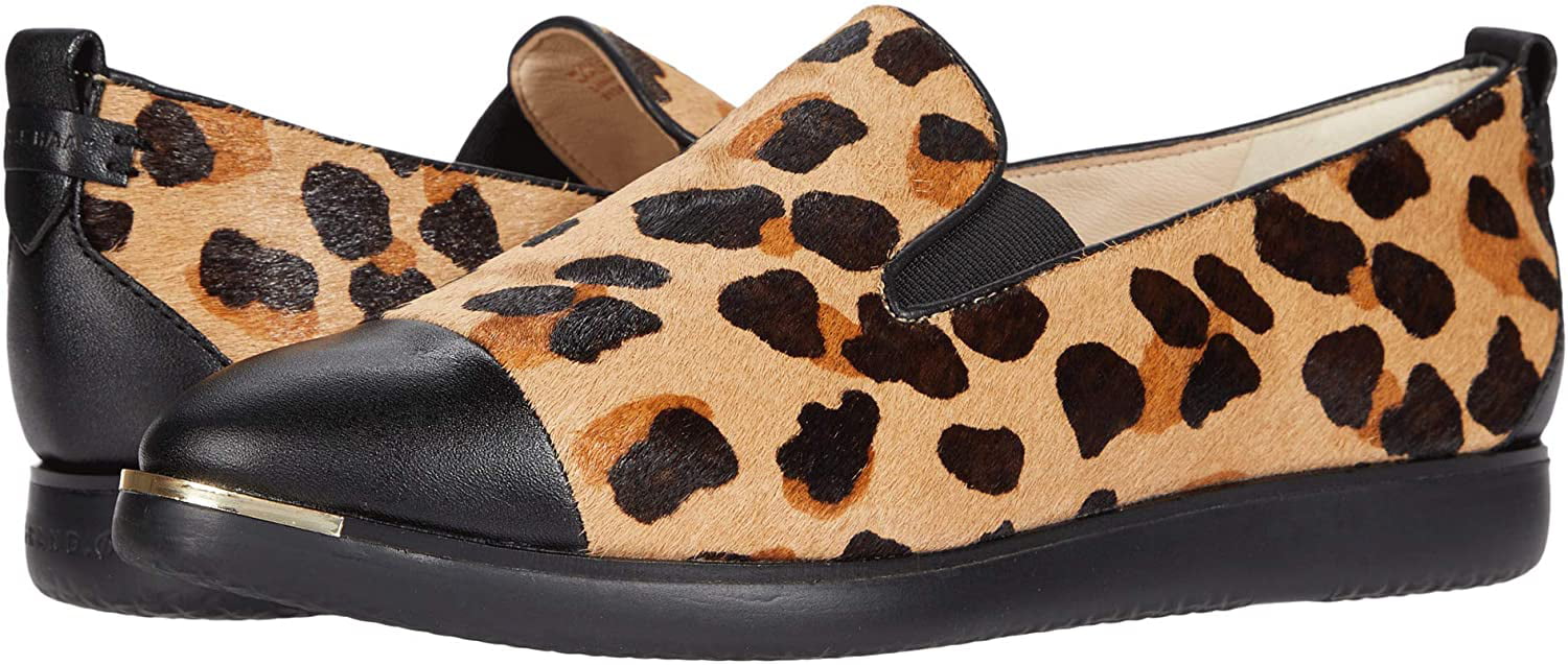 2019 New Genuine Leather Female Leopard Print Loafers Horse Hair Bottom one Pedal Shoes