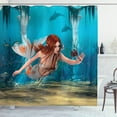 thumbnail image 1 of Ambesonne Mermaid Shower Curtain, Magic Aqua Sea Lily, 69"Wx84"L, Burnt Sienna Pale Blue, 1 of 3