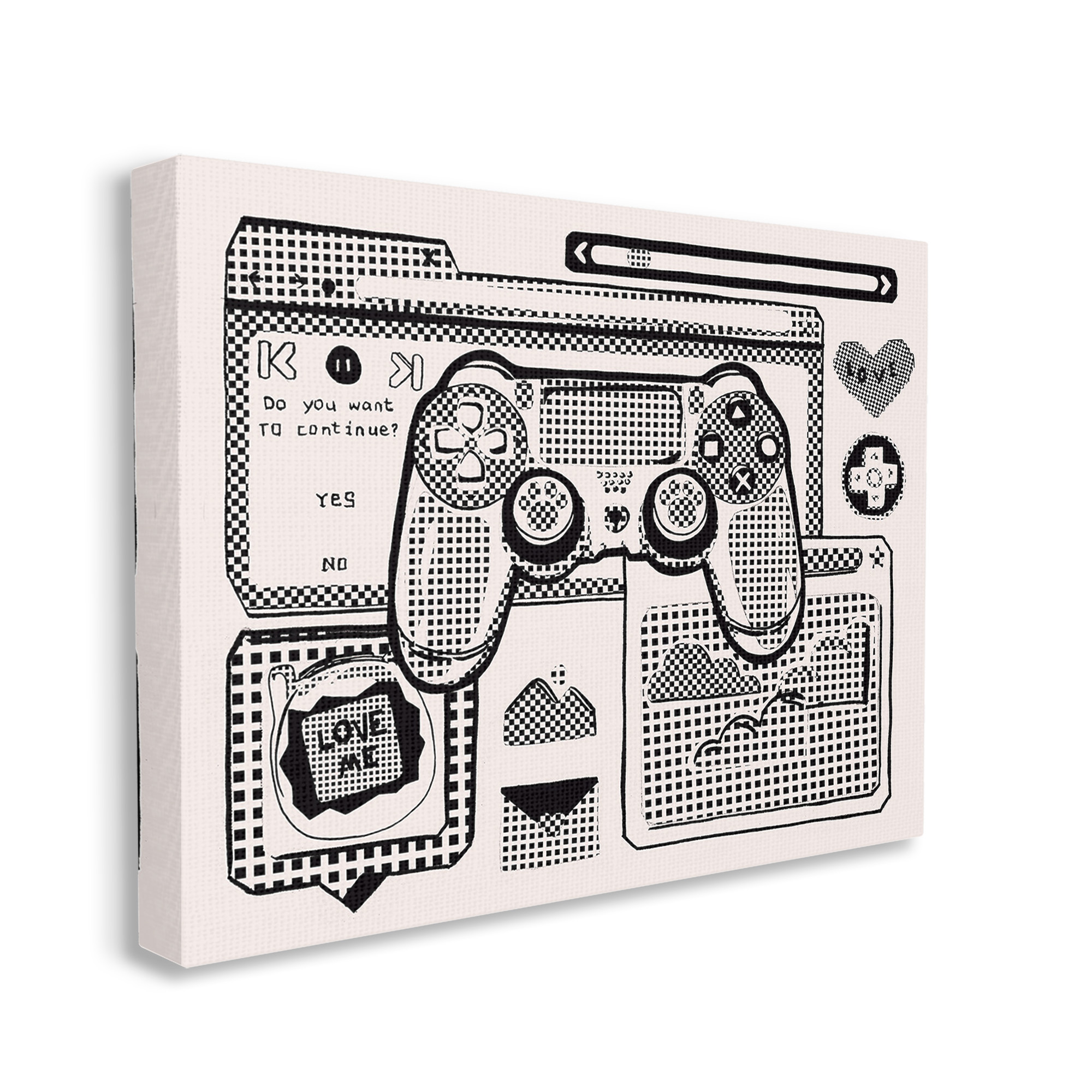 Stupell Industries Retro Gamer Collage Typography Painting Gallery Wrapped Canvas Art Print Wall Art, 30 x 24