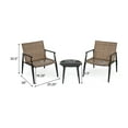 thumbnail image 3 of Christopher Knight Home Minimalist 3-Piece Outdoor Bistro Set, PE Rattan Chairs with Round Glass Table, Black+Brown, 3 of 13