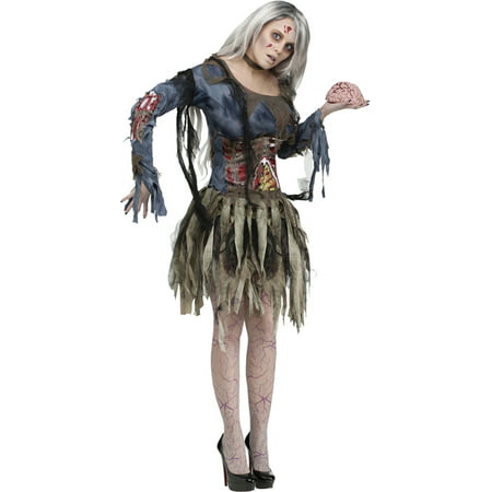 Morris Costumes Zombie Adult sexiest zombie Tattered dress and 3D zombie guts waist cinch costume, Style FW114534ML