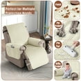 thumbnail image 4 of Timeles 100% Waterproof Recliner Covers, Velvet Recliner Chair Covers with Pockets, 1 Seat Recliner Sofa Covers for Kids & Pets (1 Seater 23", Cream), 4 of 7
