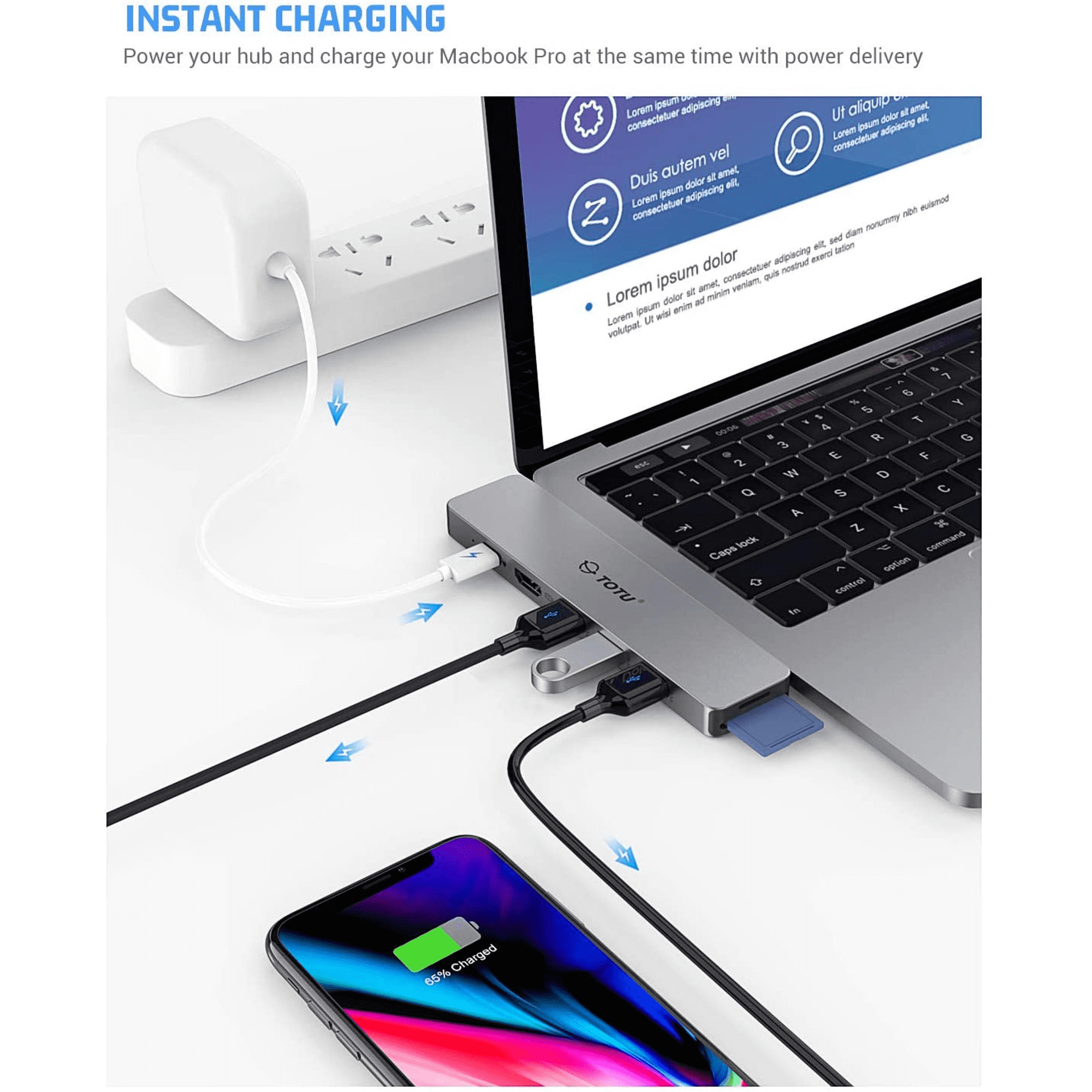 MacBook Pro Adapter, 8 in 2 USB C Hub MacBook Pro USB Adapter with Dual 4K HDMI, 100W PD, 3 USB 3.0, SD/TF Card Readers for MacBook Pro 2020/2019-2016, MacBook Air 2020-2018