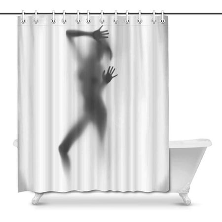 Bathroom Decorative Fabric Bath Curtain, Woman Silhouette Shower Curtain