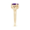 thumbnail image 3 of ANGARA Natural 1.15 ct Amethyst and Diamond Split Shank Ring in 14K Yellow Gold for Women (Size-8x6mm) | February Birthstone, Birthday, Anniversary, Jewelry Gift for Women | Natural Amethyst Ring, 3 of 8