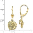 thumbnail image 4 of 14K Yellow Gold 2-D Textured Hibiscus Flower Leverback Earrings - 28mm, 4 of 6