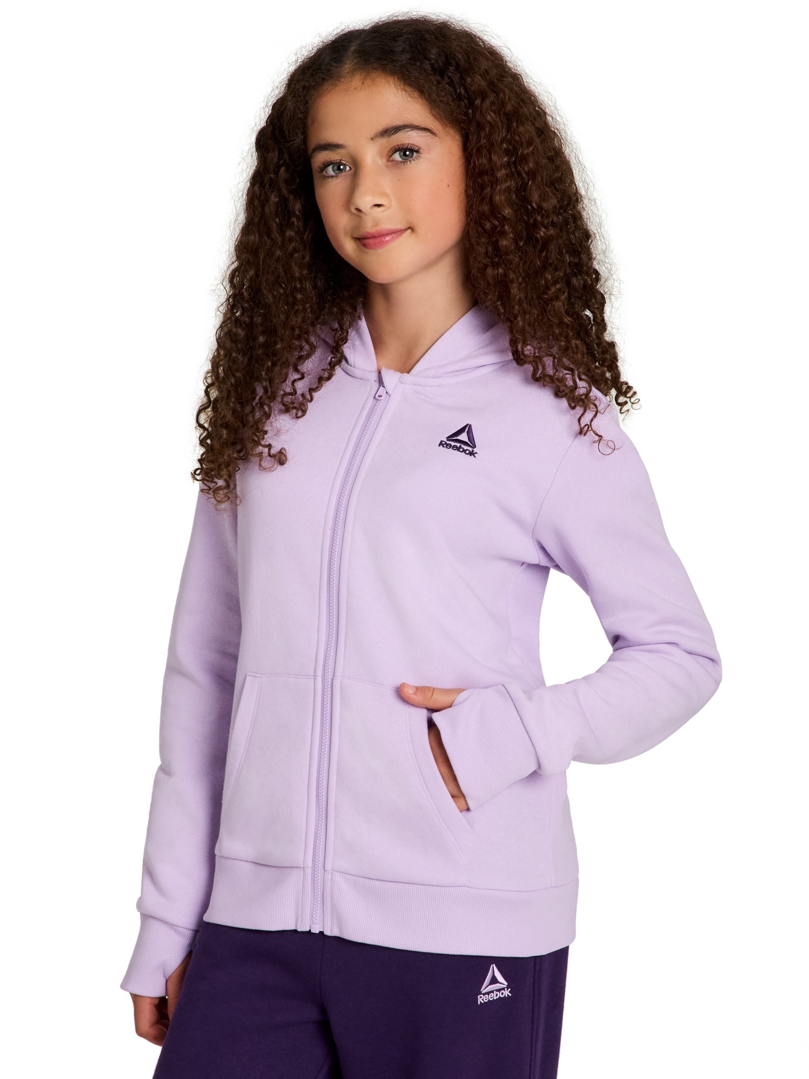 Reebok Girl’s Game Day Fleece Full Zip Hoodie, Sizes 4-18