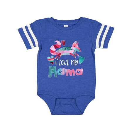

Inktastic I Love My Mama Pink and Blue Fox with Hearts Gift Baby Boy or Baby Girl Bodysuit