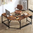 thumbnail image 4 of soges Bureau en Forme de L avec Sac de Rangement Latéral, Bureau d'Ordinateur de 59 Pouces avec Support pour Moniteur, Bureau d'Écriture Robuste pour Bureau à Domicile avec Coin Arrondi, Bureau de Jeu, Brun Rustique, 4 of 4