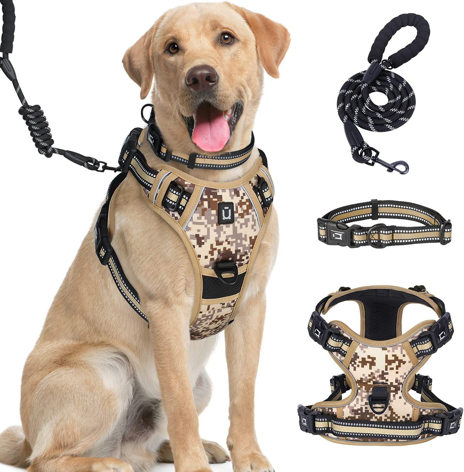 Dog Harness Waldseemuller Dog Harness for Medium Dogs No Pull，Small Dog Harness Easy Walking Dog Vest with Handle，Reflective Oxford Soft Vest 4 Buckles Dog Harness for Large Dogs Easy ON and Off 
