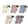 thumbnail image 1 of Laklulu Calcetines de bebé con lazo de primavera y verano para niña, calcetines de tubo medio de algodón con borde peplum y agradables para la piel, 1 of 5